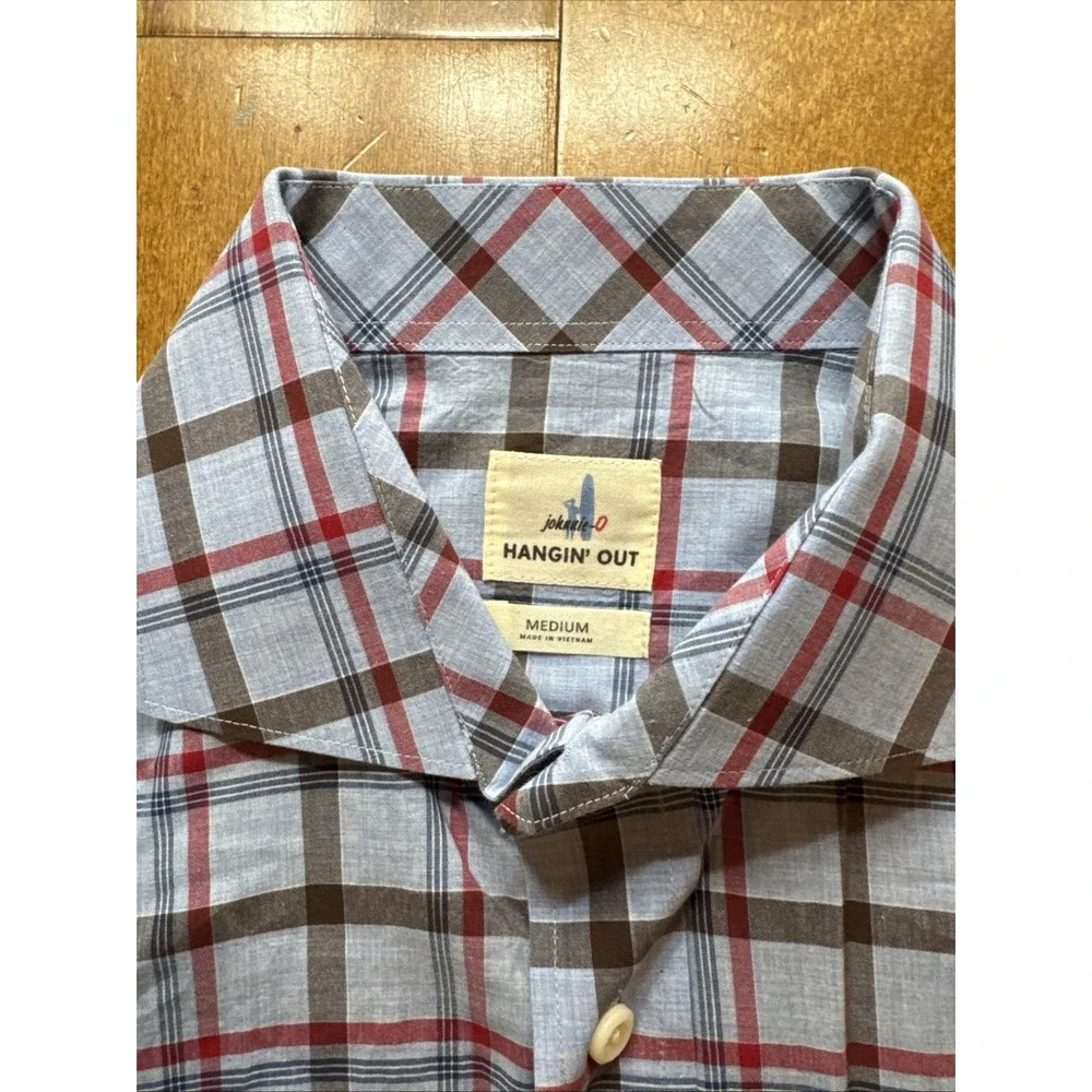 Johnnie-O Men's Hangin Out Shirt Large Blue Plaid, Long Sleeve, Button-Up Size M - Picture 2 of 5